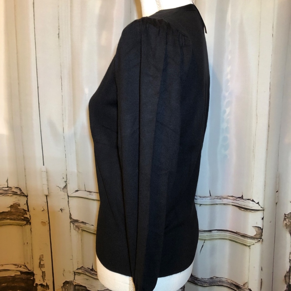 NWT! Ann Taylor Factory Black Balloon Sleeve V-Neck Cardigan - Size Small - Picture 2 of 5